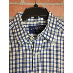 Abercrombie & Fitch Men's Blue White Plaid Long Sleeve Button Down Cotton Shirt